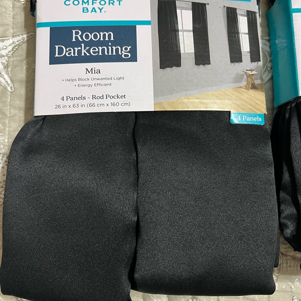 Comfort Bay Black Room Darkening Panels 2 packs